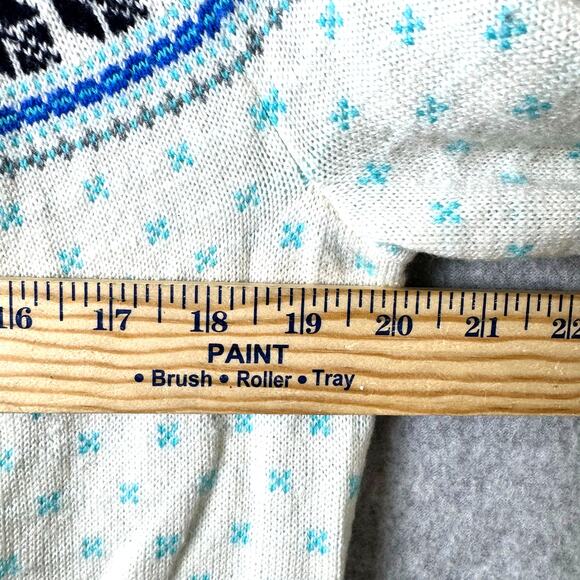 Talbots Nordic Lambswool Sweater Women’s Large White Fair Isle Winter Preppy - Picture 5 of 9